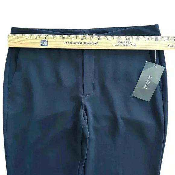 NWT Zara Pants Trousers Navy Blue Size Medium Ruffle Office Work Interview - Picture 8 of 9